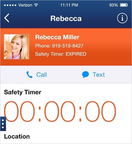 a phone contact is assigned to the safety timer