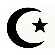 Islam cresent moon with five pointed star in opening symbol.