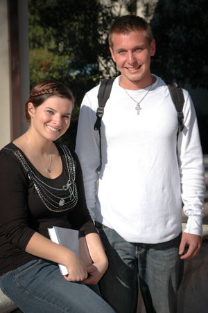 two happy students