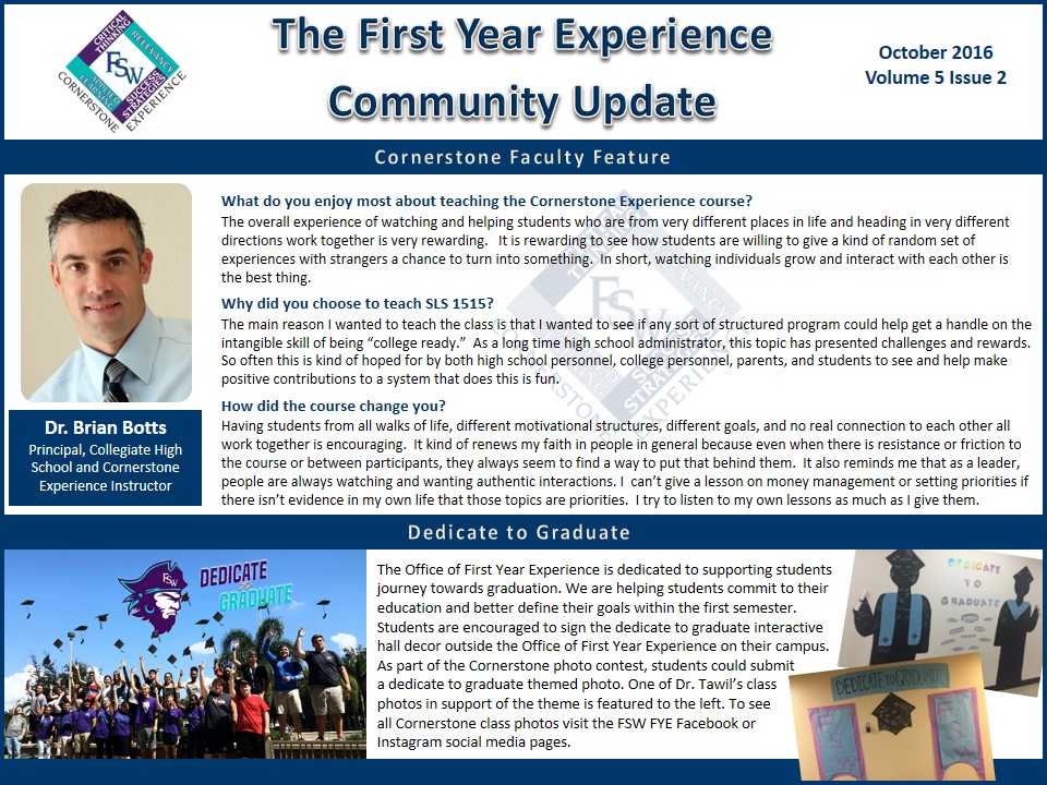 FYE Community Update October 2016 FYE Community Update October 2016