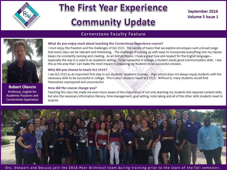 FYE Community Update September 2016 FYE Community Update September 2016