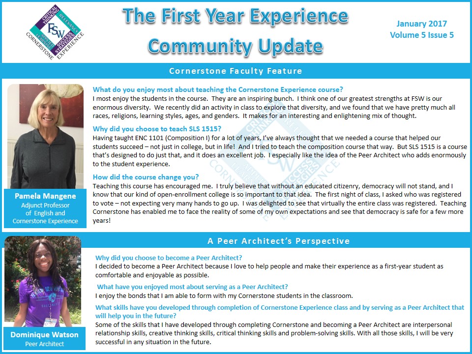 FYE Community Update January 2017 FYE Community Update January 2017