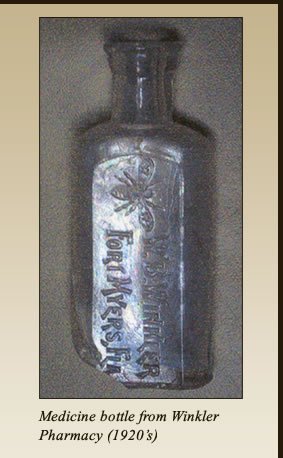 Medicine bottle from Winkle Pharmacy (1920's). 